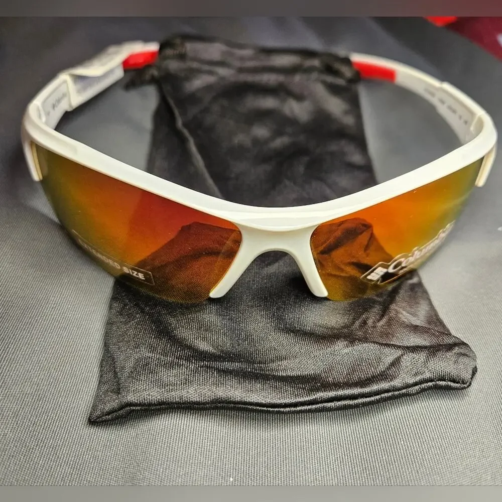 NWT Columbia White Sunglasses with Red Lenses 100% UV Polarized.